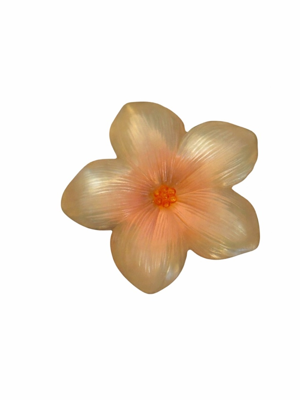 Vintage Champagne Peach Frosted Floral Flower Translucent Coquette Brooch Pin